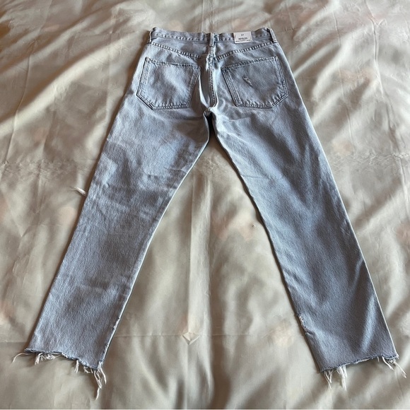 NEW! Agolde- Jamie High Rise Classic Light Wash Skeptic Distressed Jeans Size 27 - Picture 6 of 9